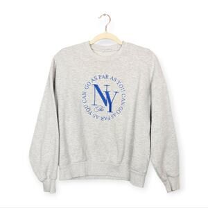 Stradivarius Womens Top Grey New York Embroidered Pullover Sweatshirt